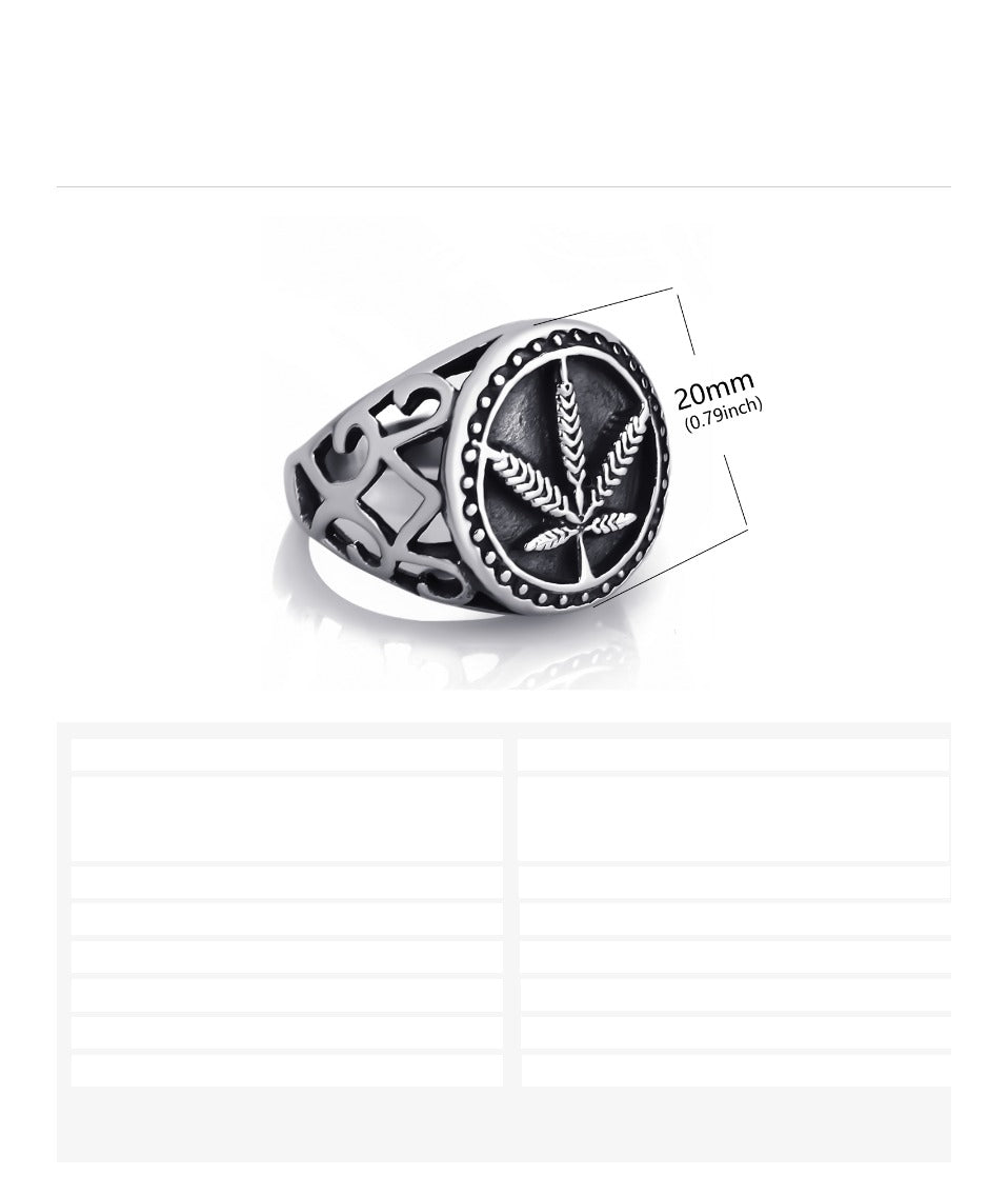Stainless Steel Ring Weed Marijuana Cannabis Leaf Symbol Fashion Jewelry Size 8-13